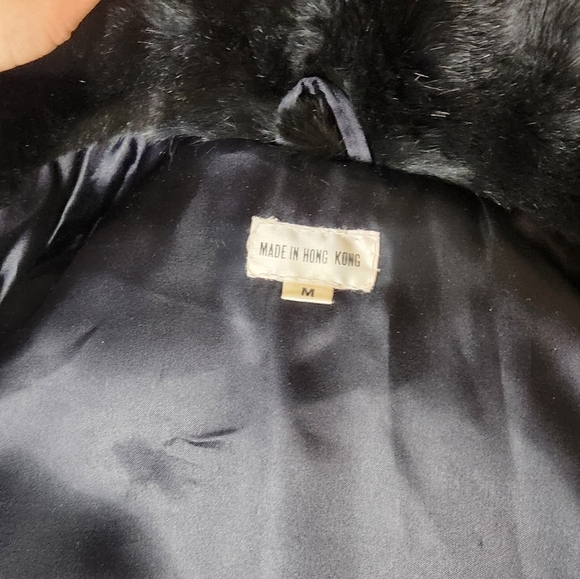 Tibetan lamb mongolian dyed rabbit fur black coat Hong Size medium Jacket Winter - Picture 16 of 16